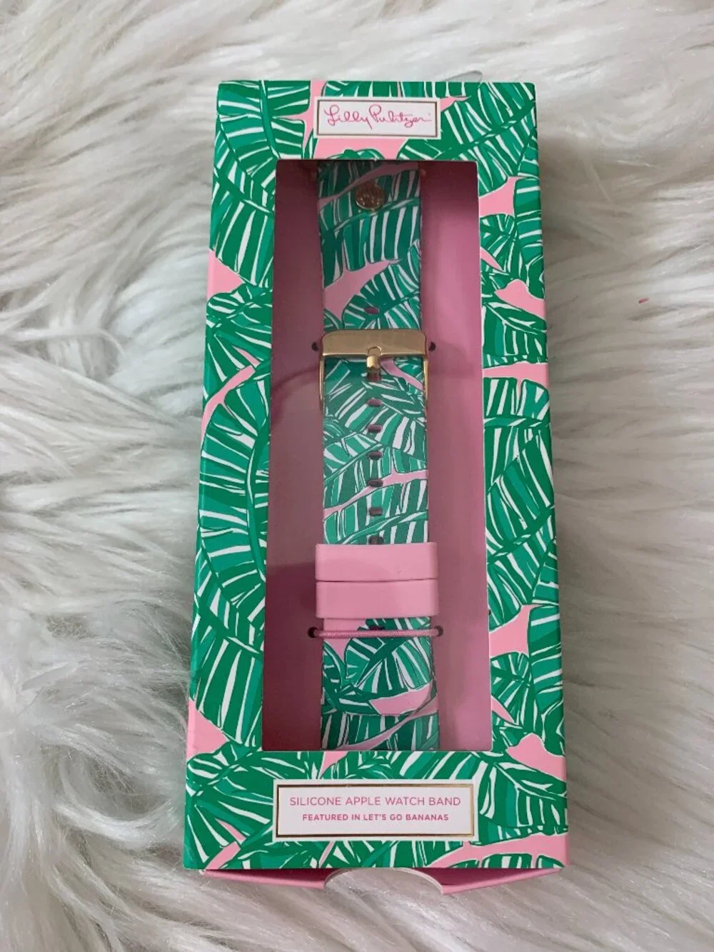 LILLY PULITZER Let's Go Bananas Silicone Apple Watch Band in Green/Pink